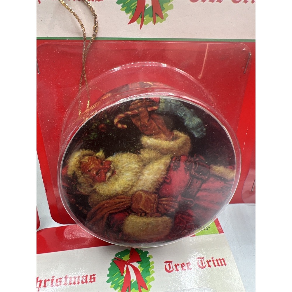 Vintage Victorian Box Container Christmas Ornament Lot Of 4 Santa Tree Trim NIP - Picture 4 of 9